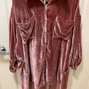 Lux velvet shirt dress
